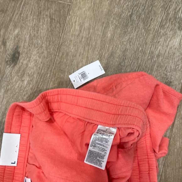 Old Navy linen pull on shorts elastic waist size L NWT Coral - Picture 4 of 4